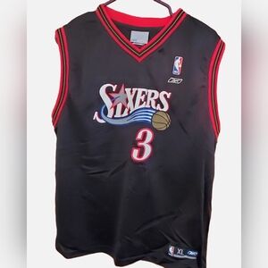 Reebok | Youth XL | Vintage Black Sixers Allen Iverson #3 Basketball Jersey